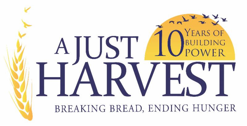 A just harvest logo on the display of the website